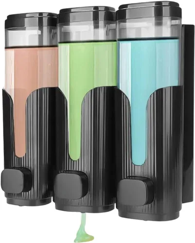Vista 10 de Shampoo and Conditioner Dispenser, 3 Bottle Refillable Soap Dispenser White