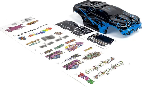 Vista 2 de SummitLink Cuerpo personalizado azul fangoso sobre negro estilo compatible con e-Revo Mini escala 1/16 RC coche o camión (camión no incluido)