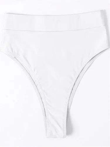 Vista 4 de MakeMeChic Pantalones de bikini sólidos de cintura alta para mujer