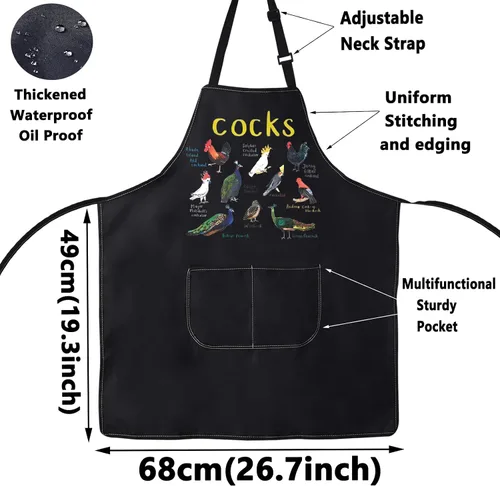 Vista 2 de WZMPA Divertido delantal de cocina para mujeres y hombres, regalos para amantes de los pollos gallos cacatúas, pavos reales para hornear y cocinar