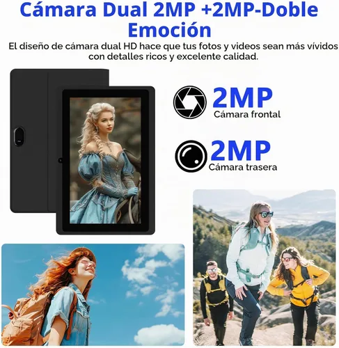 Vista 4 de Tablet Android 14 de 7 pulgadas, 8 GB RAM 32 GB ROM 1 TB expandible, procesador Quad Core, cámara dual, Bluetooth, WiFi 6, batería de 3000 mAh