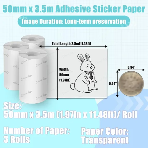 Vista 5 de Papel adhesivo térmico transparente de alta definición, impresión instantánea, compatible con papel de impresora Phomemo M02/M02