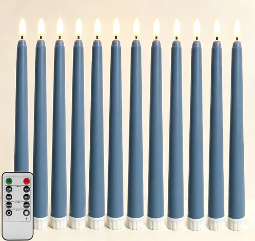 Vista 34 de Velas cónicas sin llama negras con control remoto, velas LED parpadeantes que funcionan con pilas, juego de 6 Nuevo Negro