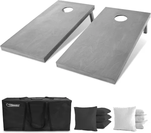 Vista 8 de GoSports 4 ft x 2 ft Regulation Size Wooden Cornhole Boards Set with Light Gray Finish - Includes Carrying Case Estrellas y rayas americanas