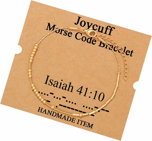 Vista 202 de JoycuFF Pulseras inspiradoras de código morse para mujeres, cuentas de plata, joyería con mantra de motivación, regalos para ella