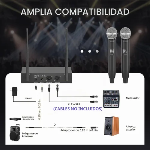 Vista 8 de MELONARE Sistema de micrófono inalámbrico de escaneo automático UHF dual