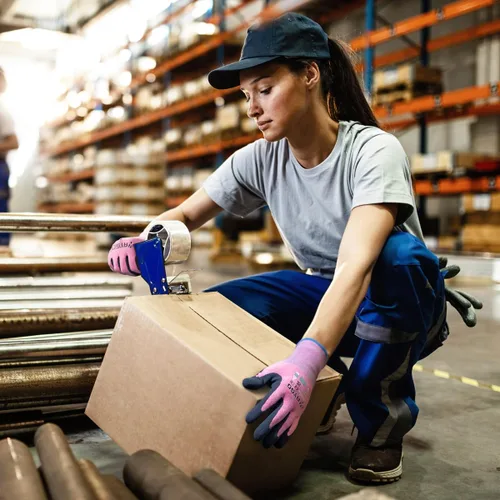 Vista 6 de KAYGO Guantes de trabajo para mujer, guantes de trabajo de seguridad ecológicos con revestimiento de goma transpirable, KGE19L, 3 pares Excellent