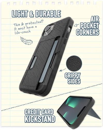 Vista 3 de Smartish - Personalidad espinosa - Funda tipo cartera para iPhone 15 - Wallet Slayer Vol 1 [delgado + protector] tarjetero - Compatible con iPhone 15