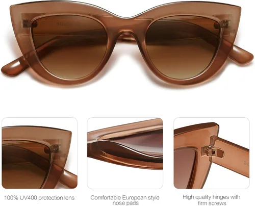 Vista 31 de SOJOS Retro Small Vintage Cat Eye Sunglasses for Women Cute Fashion UV400 Sunnies SJ2939