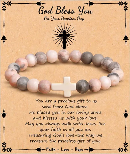 Vista 13 de Pulsera cruz JoycuFF para mujer, regalos de fe cristiana para mujer, joyería católica religiosa de Pascua, joyería cristiana, pulseras con cuentas