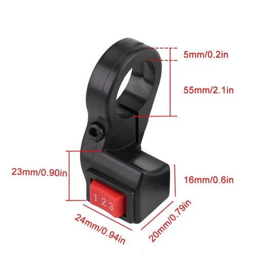Vista 4 de Interruptor de 3 velocidades para Ebike-Interruptor de acelerador de 3 velocidades - Interruptor de manillar de 0.866 in 7/8 pulgadas manillar