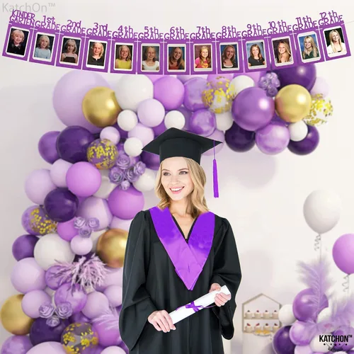 Vista 9 de KatchOn, Cartel de fotos de graduación púrpura K-12 de fieltro de 5 x 7 pulgadas, grande, 10 pies, pancarta de felicitaciones graduadas