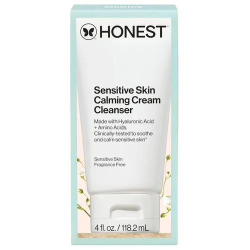 Vista 9 de Honest Beauty Limpiador en crema calmante para piel sensible, limpia suavemente hidrata calma, hipoalergénico, sin fragancia, vegano, 4 onzas