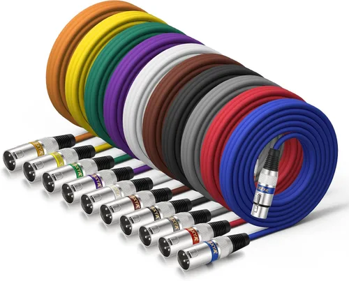 Vista 15 de EBXYA Cable XLR de 2 pies, paquete de 10 unidades, 3 pines, cable de micrófono XLR equilibrado macho a hembra, adecuado para mezclador de audio 10