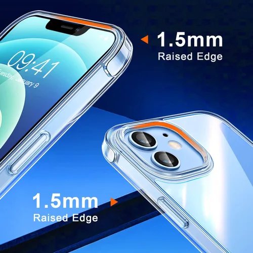 Vista 5 de CANSHN - Funda transparente compatible con iPhone 12/iPhone 12 Pro [Protección contra caídas de grado militar] No amarillea, funda protectora a