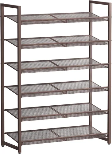 Vista 11 de Zapatero de metal para armario, entrada, organizador de zapatos de 4 niveles, estantes planos o angulares ajustables, capacidad para hasta 20 pares