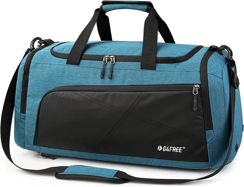 Vista 5 de G4Free Mochila de lona de 3 vías de 45L60L, bolsa de gimnasio con bolsillo húmedo y compartimento para zapatos, bolsa de lona para viajes
