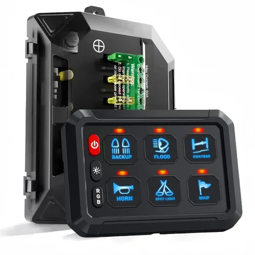 Vista 10 de Chelhead Panel de interruptor Bluetooth de 6 bandas, panel de interruptor de barco con disyuntor IP 65, impermeable, estroboscópico de flash