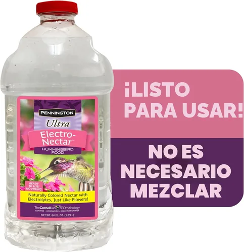 Vista 2 de Pennington Electronectar - Néctar de colibrí listo para usar de 64 oz With electrolytes, no added color, naturally clear, humming bird nectar, for