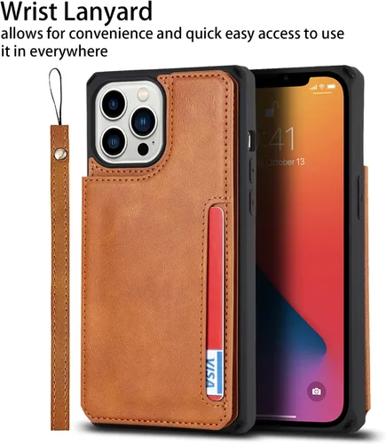 Vista 6 de Cavor Funda para iPhone 11 Pro Max con tarjetero, funda tipo cartera con tarjetero y tarjetero para iPhone 11ProMax, funda de piel sintética