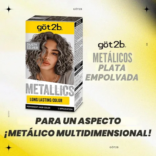 Vista 8 de Got2b Metallics - Tinte permanente para el cabello, color plateado polvoriento M72 Plateado (Dusty Silver)