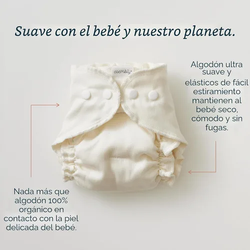 Vista 5 de Esembly Pañal interior de tela – Pañal ajustado de algodón orgánico, suave, ultraabsorbente, capa de ajuste recortado para combinar con exterior