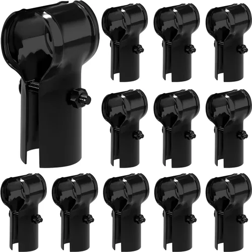 Vista 10 de VIVIDA Abrazaderas de riel de extremo de 1-3/8 pulgadas, accesorios de valla de enlace de cadena negra, conectores T de tubo de panel de 1-3/8