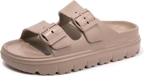 Vista 68 de FUNKYMONKEY - Sandalias bajas cómodas para mujer, hechas de etilvinilacetato, ajustables con hebilla doble
