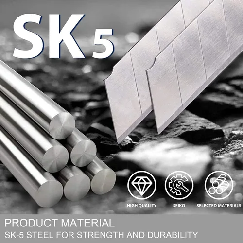 Vista 3 de Cuchillo utilitario resistente de 0.984 in, cortador de caja con 10 cuchillas retráctiles SK-5, cortadores a presión con agarre de goma para cartón