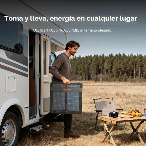 Vista 2 de Jackery SolarSaga - Panel solar de aire de 100 W, paneles bifaciales con eficiencia de conversión del 23%, impermeables IP65, cargador solar