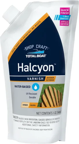 Vista 10 de TotalBoat Halcyon - Barniz marino a base de agua Acabado de poliuretano para madera de secado rápido para barcos, muebles de exterior y Clear Gloss