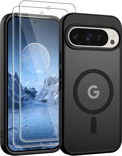 Vista 190 de Gritup Funda para Samsung Galaxy S23 con 2 protectores de pantalla (compatible con MagSafe) (protección de grado militar), delgada, translúcida Negro