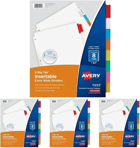 Vista 15 de Avery Separadores Insertables de Solapas Extra Anchas para Carpetas de 3 Anillos, Juego de 5 Solapas, Papel Blanco, Solapas Transparentes, Funciona