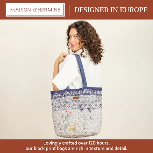 Vista 2 de Bolsas de compras Maison d' Hermine Bolsa de lona acolchada con bolsillos con cremallera Bolso pequeño reutilizable Bolsa de comestibles