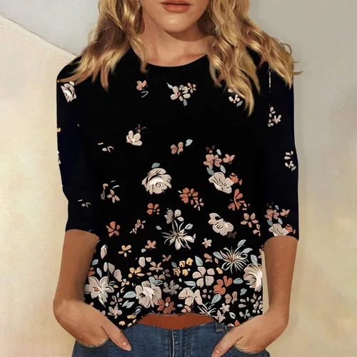 Vista 2 de HPJKLYTR Camisetas y blusas para mujer con estampado bonito, blusas casuales de talla grande, básicas, blusas sin botones