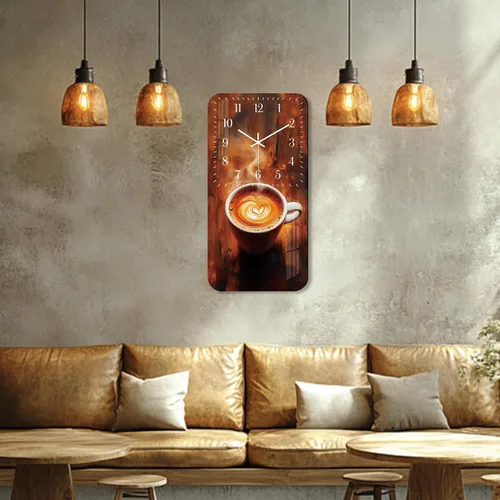 Vista 4 de Reloj de pared de taza de café para cocina, reloj de pared rectangular de madera, funciona con pilas, 12 pulgadas, relojes rústicos vintage
