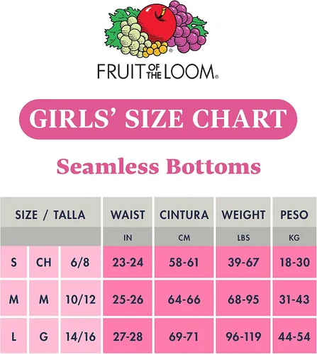 Vista 3 de Fruit of the Loom Paquete múltiple de ropa interior sin costuras para niñas