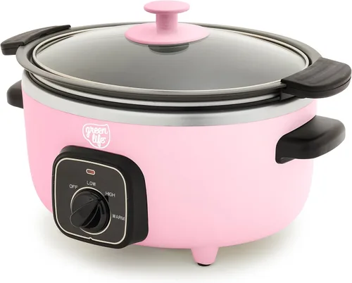 Vista 13 de GreenLife 3.5QT Olla de cocción lenta, cerámica antiadherente sin PFAS ni tóxicos, recipiente interior extraíble, programable, función mantener