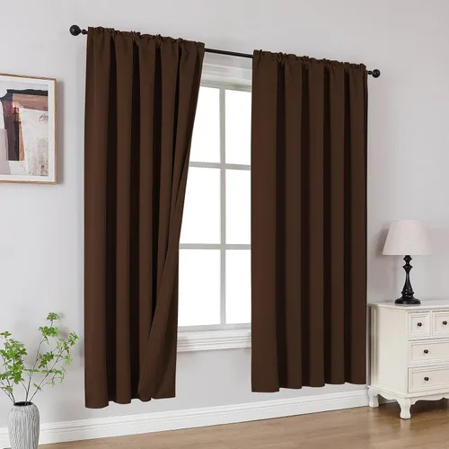 Vista 27 de CUCRAF Cortinas Opacas Beige de 45 Pulgadas, con Aislamiento Térmico Reductor de Ruido con Bolsillo para Barra, Cortinas de Ventana para Dormitorio