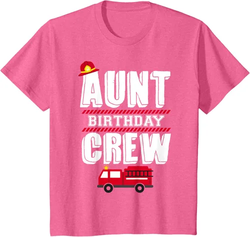 Vista 60 de Aunt Birthday Crew Fire Truck Fireman - Camiseta para fiesta de acogida, Negro, S