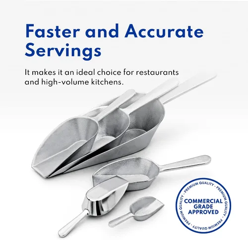 Vista 7 de New Star Foodservice 34622 Cuchara de utilidad de fondo plano de aluminio fundido, 1 oz, tamaño extra pequeño, plateado (solo lavado a mano)