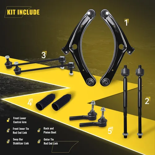 Vista 3 de TUCAREST Kit de suspensión de 10 piezas para 07-17 Je-ep Compass Patriot /2007-2012 Do-dge Calibre, brazo de control inferior delantero con rótula +
