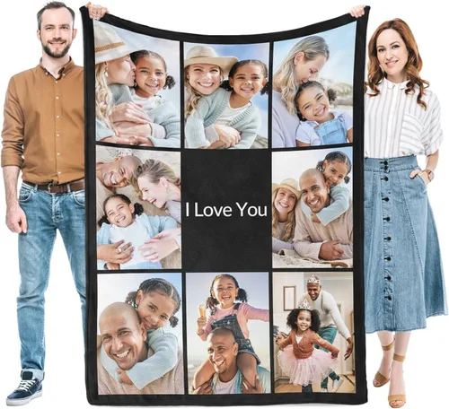 Vista 10 de Regalos para mujeres/hombres, manta personalizada de cumpleaños con imagen, mantas personalizadas con fotos, día de San Valentín, Navidad, regalos