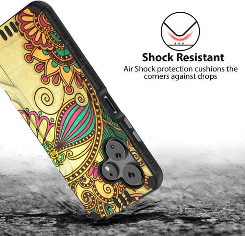 Vista 3 de TJS Funda compatible con Boost Mobile Celero 5G + Plus 2024 (3ª versión), protector de pantalla de vidrio templado, híbrido a prueba de golpes