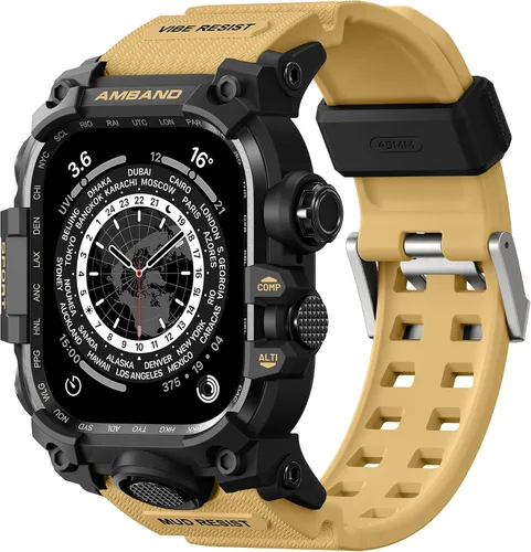 Vista 15 de amBand - Carcasa compatible con Apple Watch SE 3/SE 2/SE/6/5/4 de 1.732 pulgadas, M3 de 1.732 pulgadas, resistente correa táctica, protector