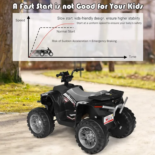 Vista 3 de Cuatrimoto para paseo Costzon para niños, vehículo eléctrico con batería de 12 V, luces LED, velocidad alta y baja, claxon, música, USB, neumáticos