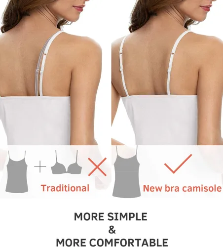 Vista 3 de Vislivin - Camiseta sin mangas de algodón con correa ajustable para mujer y sostén.