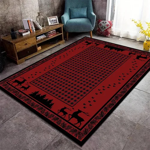 Vista 12 de Alfombra rústica de estilo occidental para sala de estar, antideslizante y lavable, para dormitorio, sala de estar, cocina, 3 x 4 pies
