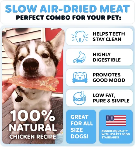 Vista 3 de Golosinas de pollo para perros, sin cuero crudo, aperitivos para perros de apoyo a la salud dental, pollo real, sin granos, bajas en calorías, alto
