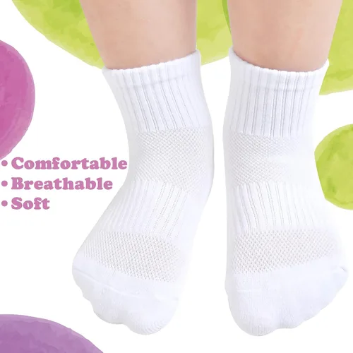 Vista 2 de Mini angel Calcetines deportivos acolchados para niños, paquete de 6 calcetines deportivos unisex de malla transpirable de algodón para niños y niñas
